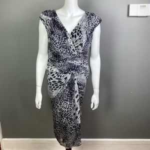 Tadashi Shoji Black and Gray Midi Dress